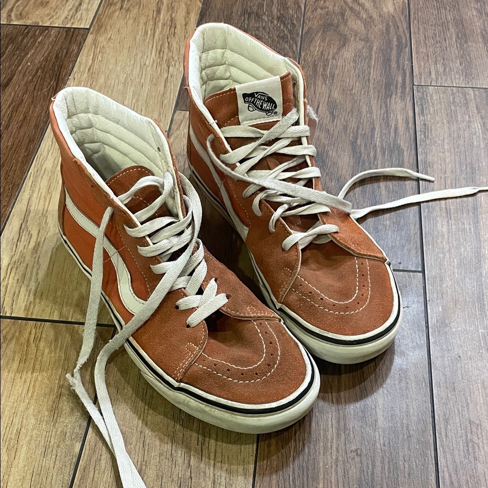 Vans High-Top Sneakers in Rust and White